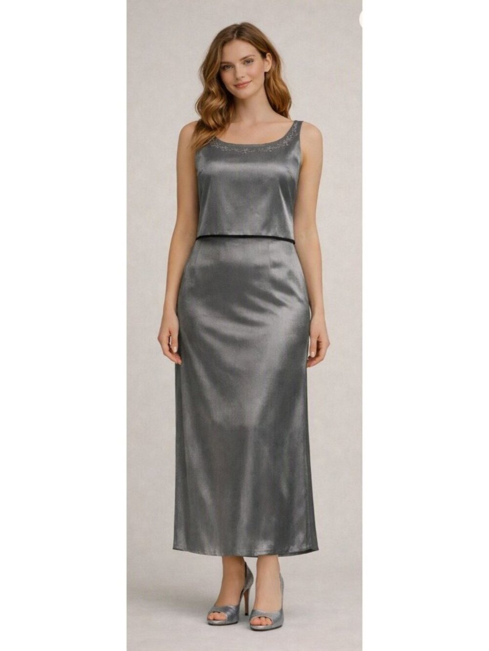 NWT Michealangelo Silver/Gray 2-Piece Sleeveless Formal Dress Autumn Wedding 10